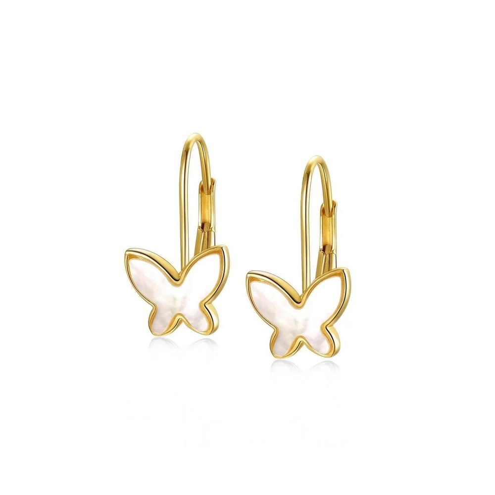 Rachel Glauber Butterfly Earrings Women 14K Gold Plated Mother of Pearl Gold‎ OS